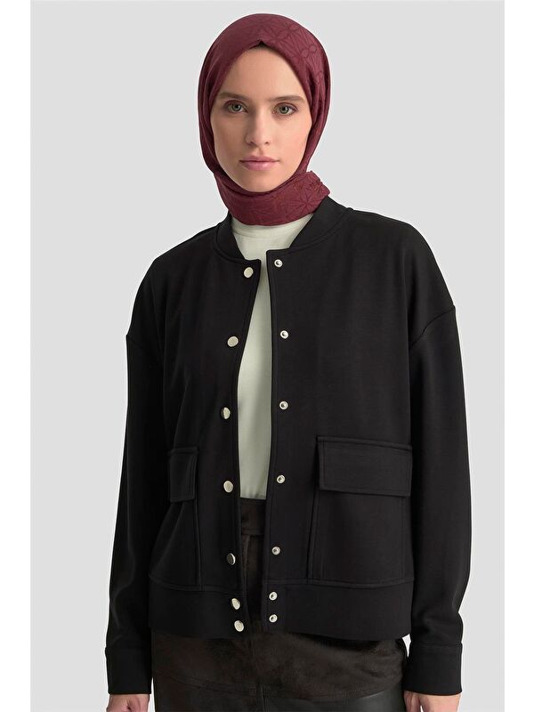 ARMİNE Zımbalı Örme Ceket 25Kd4032 Siyah