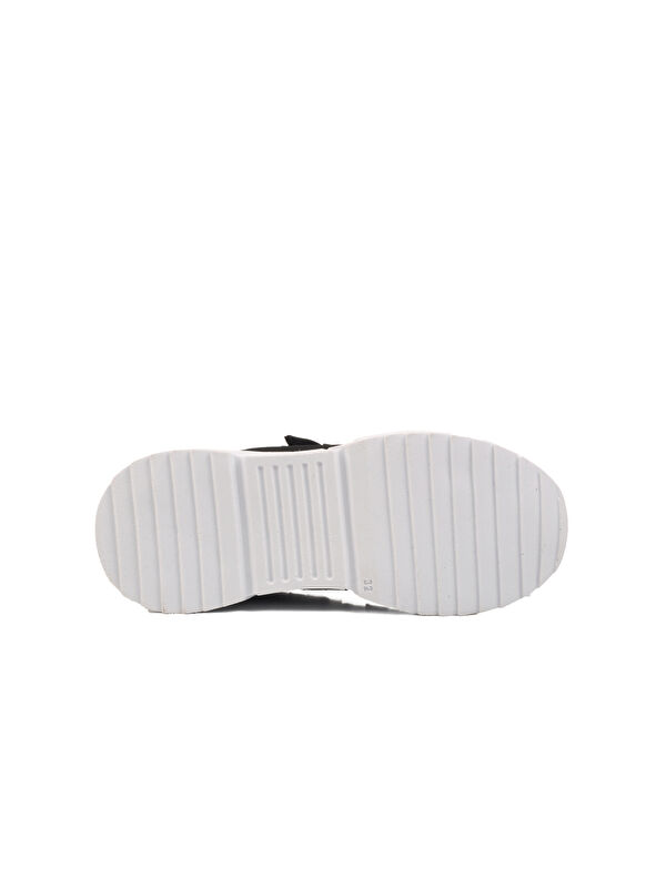 Siyah Beyaz Cırtlı Fileli Hafif Unisex Çocuk Spor Ayakkabı 2320 F - Görsel 6