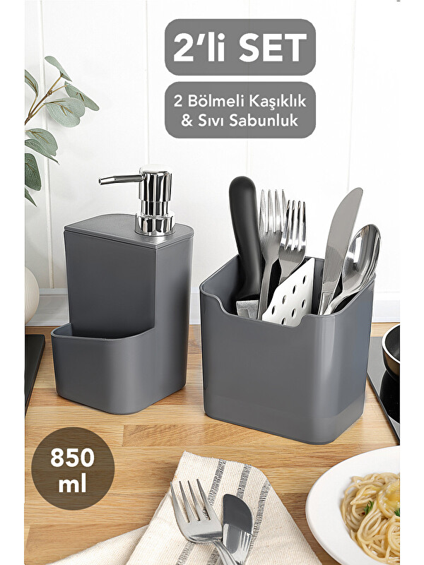 Meleni Home 2'li Süngerlik Bölmeli Sıvı Sabunluk