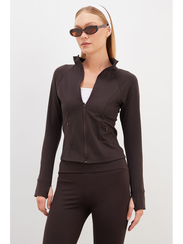 Fullamoda Parmak Geçirmeli Dalgıç Kumaş Slim Fit Ceket