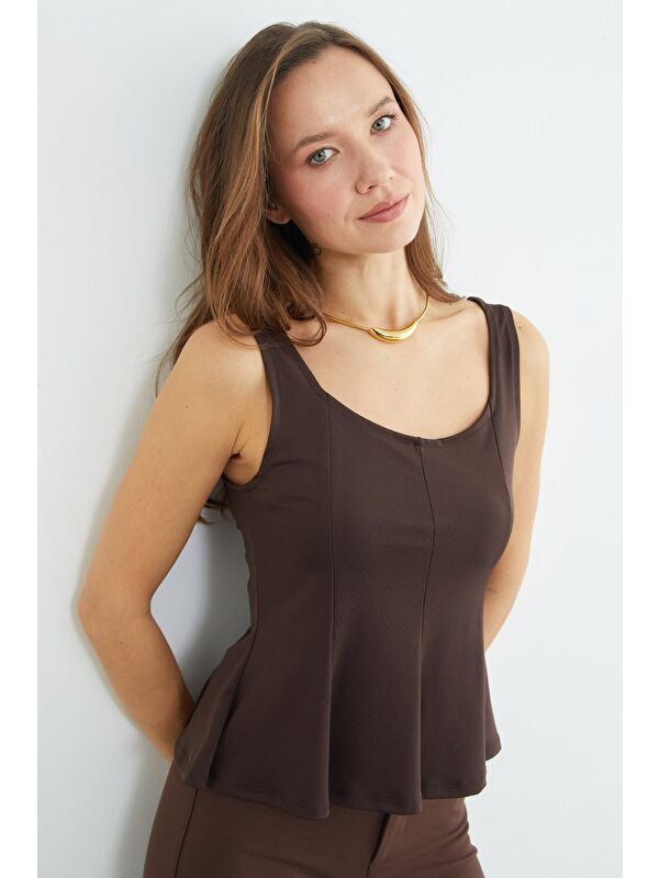 Fullamoda Kalın Askılı Peplum Bluz