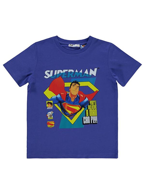 Superman Süperman Can Fly Baskılı 6-9 Yaş Tişört - Mavi9-10 Yaş