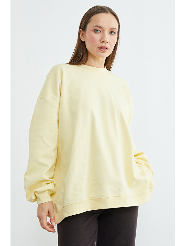 Fullamoda Basic Bisiklet Yaka Oversize Sweatshirt