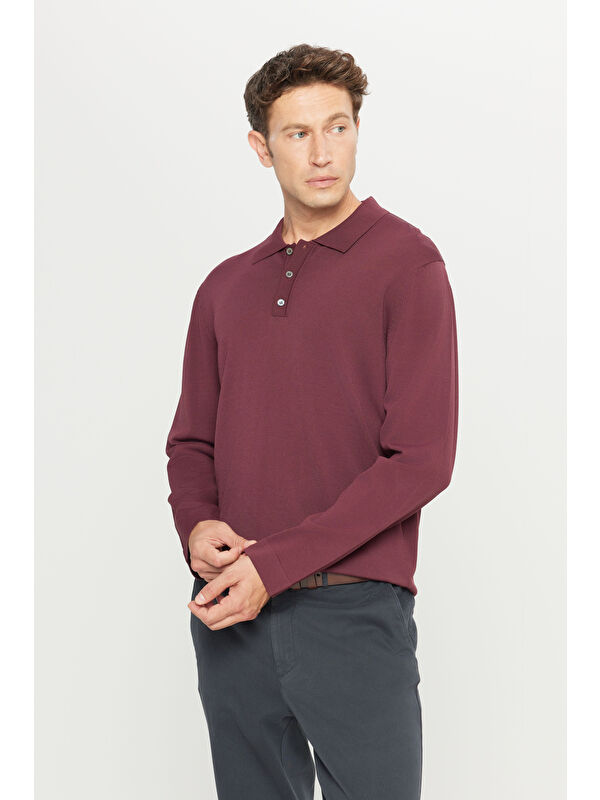 Altınyıldız Classics Erkek Bordo Standart Fit Normal Kesim Polo Yaka Basic Triko Kazak