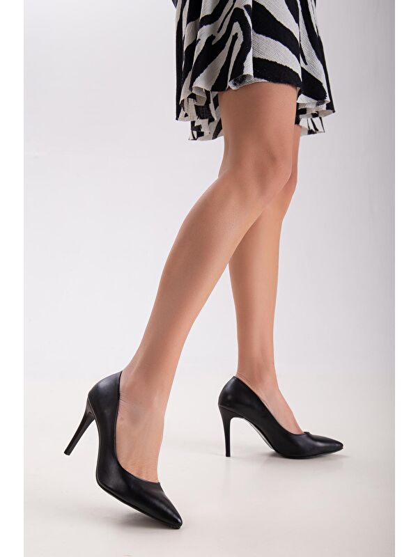 D063 Kadın İnce Klasik Topuklu Stileto Ayakkabı - Görsel 3