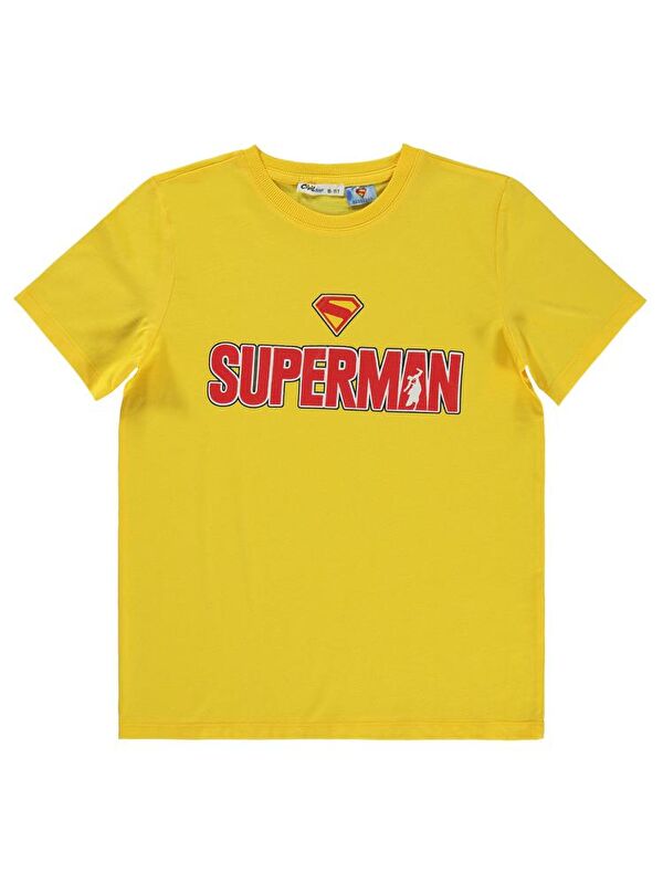 Superman Süperman Baskılı 10-13 Yaş Tişört - Sarı11-12 Yaş