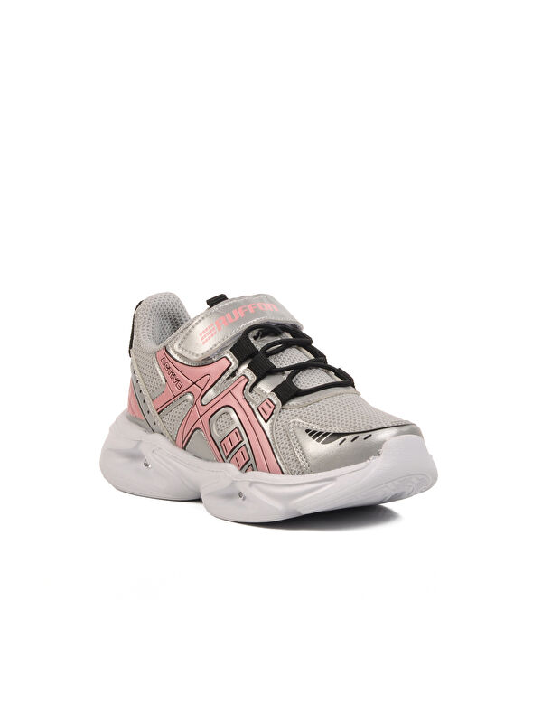 Gümüş Pembe Cırtlı Fileli Hafif Kız Çocuk Spor Ayakkabı 2351 P - Görsel 4