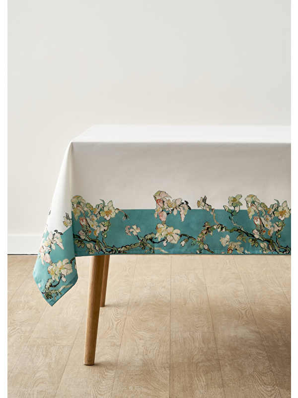 Bella Maison Van Gogh Almond Blossom Pamuklu Baskılı Masa Örtüsü Turkuaz (150x250 cm)