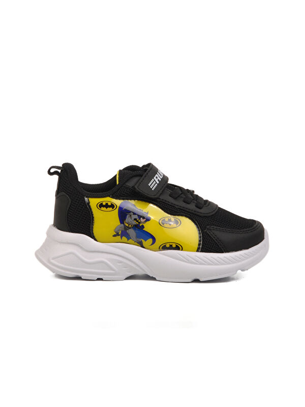 Ayakmod Siyah Sarı Fileli Cırtlı Unisex Çocuk Spor Ayakkabı Ruffon P