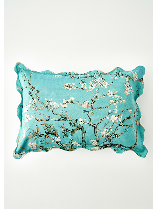 Bella Maison Van Gogh Almond Blossom Pamuklu Scallop Dekoratif Yastık Kılıfı Turkuaz (35x50 cm)
