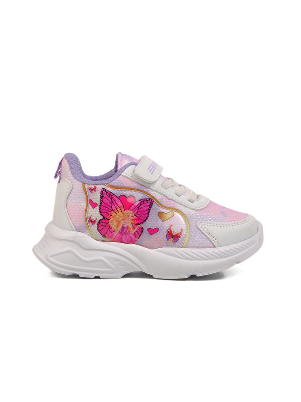 Ayakmod Beyaz Lila Fileli Cırtlı Unisex Çocuk Spor Ayakkabı Ruffon P
