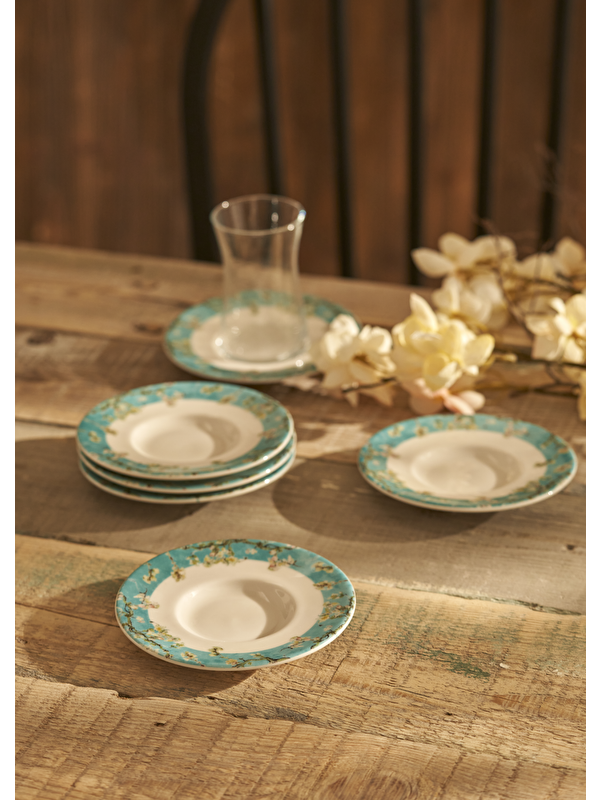 Bella Maison Van Gogh Almond Blossom 6'lı Çay Tabağı Turkuaz (12 cm)