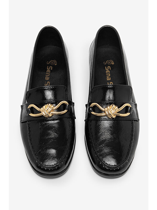 TONNY BLACK Kadın Siyah Kadın Klasik Loafer Toka Detayl Babet Günlük  Babet