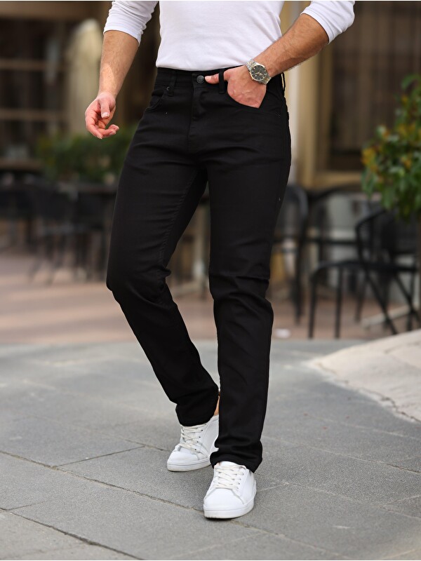 Comstar Erkek Yüksel Bel Bol Kesim Boru Paça Jean Pantolon Regular Fit Jean