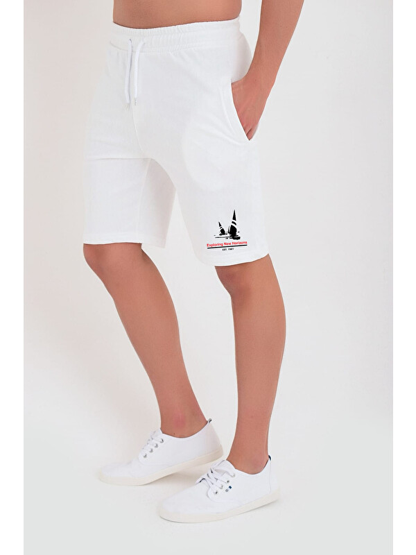 Süperlife Erkek Yelken Baskılı Slim Fit Kalıp Şort SPR25SR083