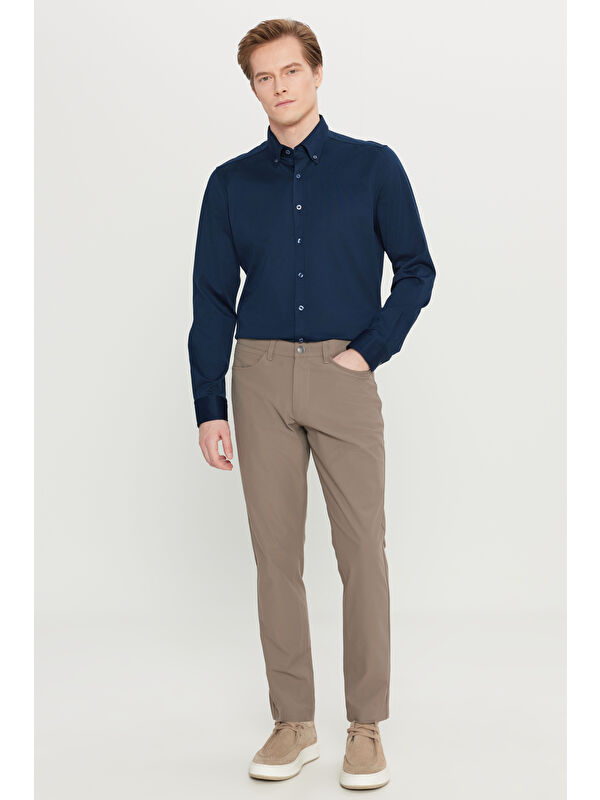 Altınyıldız Classics Erkek Vizon Slim Fit Dar Kesim 5 Cepli Casual Pantolon