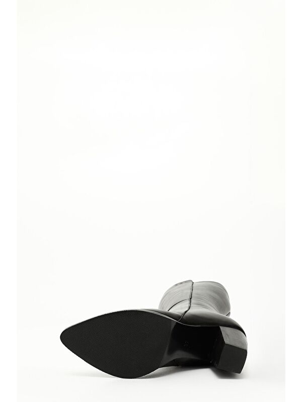 SİYAH Hakiki Deri Sivri Burun Topuklu Kadın Günlük Çizme 47530 - Görsel 6