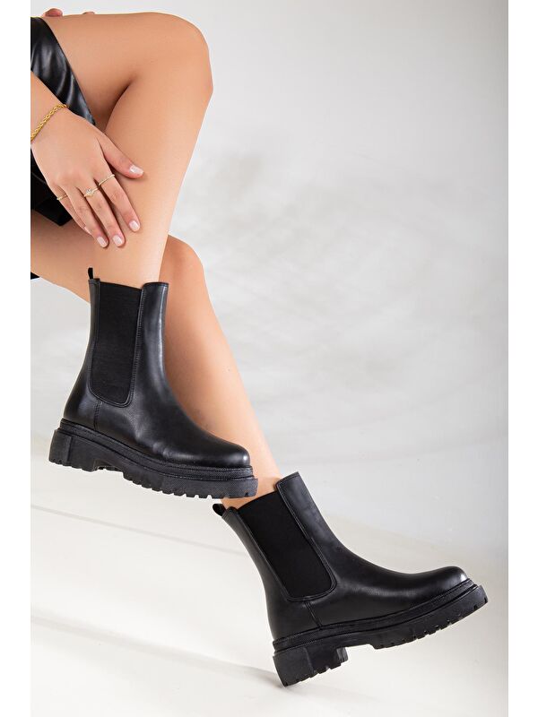 D1850 Kadın Yanı Lastikli Ortopedik Bot Bootie - Görsel 4