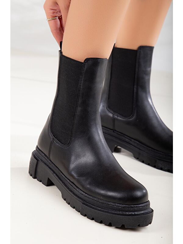 D1850 Kadın Yanı Lastikli Ortopedik Bot Bootie - Görsel 5