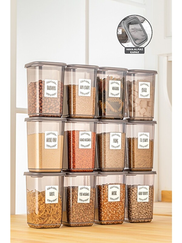 Meleni Home 12'li Kapaklı Kare Saklama Kabı 1100 ml