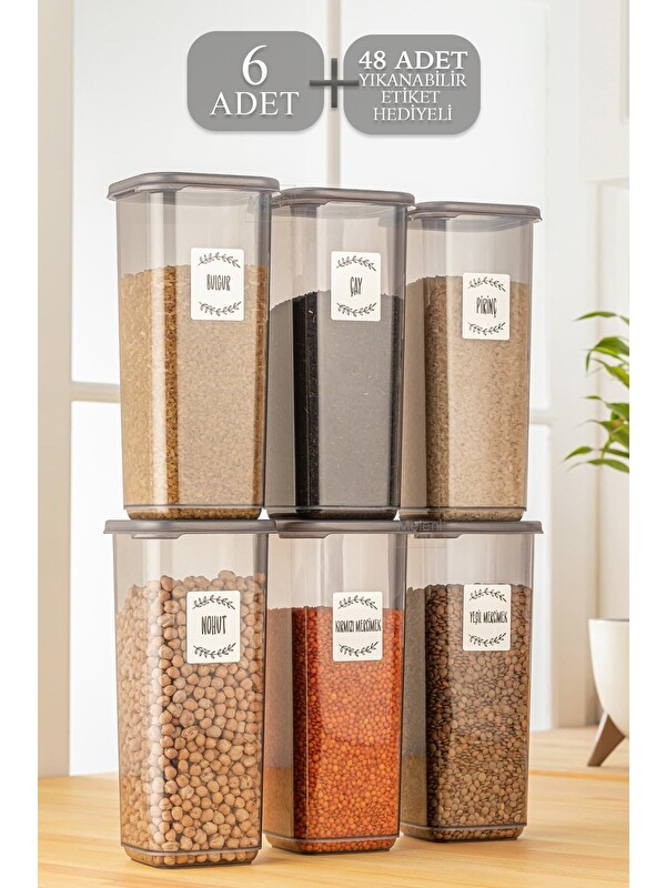 Meleni Home 6'lı Kapaklı Kare Saklama Kabı 1700 ml