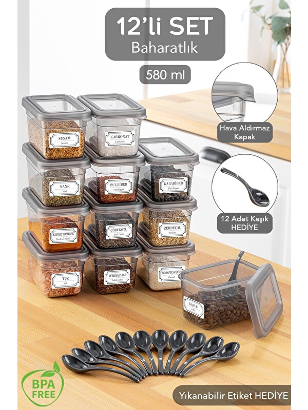 Meleni Home 12'li Kapaklı Saklama Kabı 580 ml