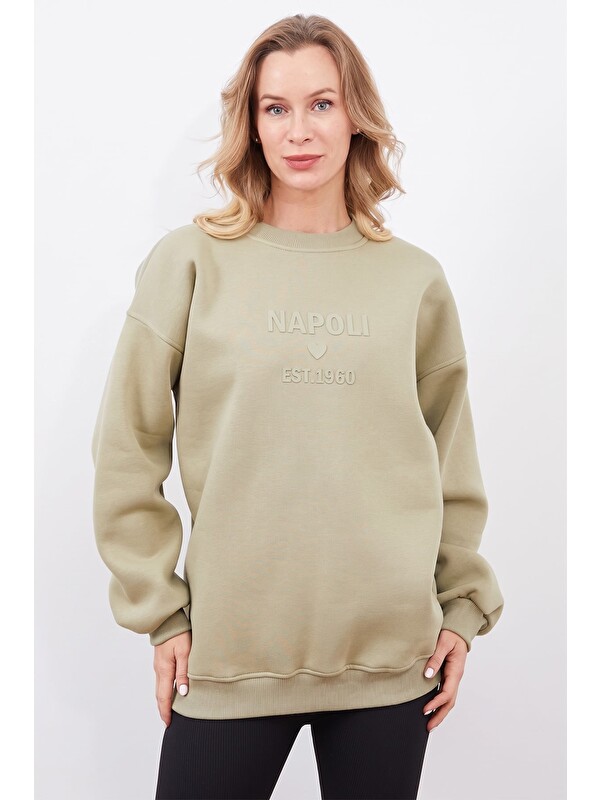 Fullamoda Napoli Baskılı Oversize Sweatshirt