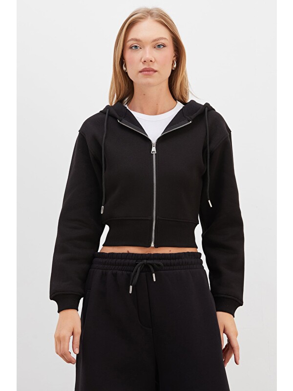 Fullamoda 3 İplik Basic Kapüşonlu Fermuarlı Sweatshirt