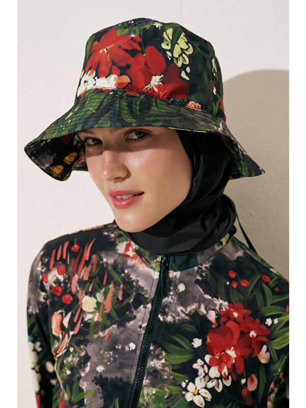 Manuka Eşarp Detaylı Bucket Şapka Dark Garden