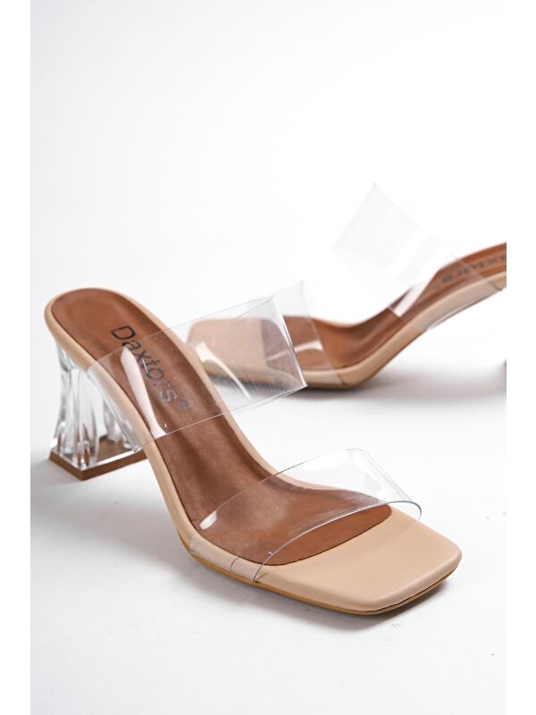 D277 Şeffaf Topuk Şeffaf Bant Kadın Ayakkabısı - Görsel 5