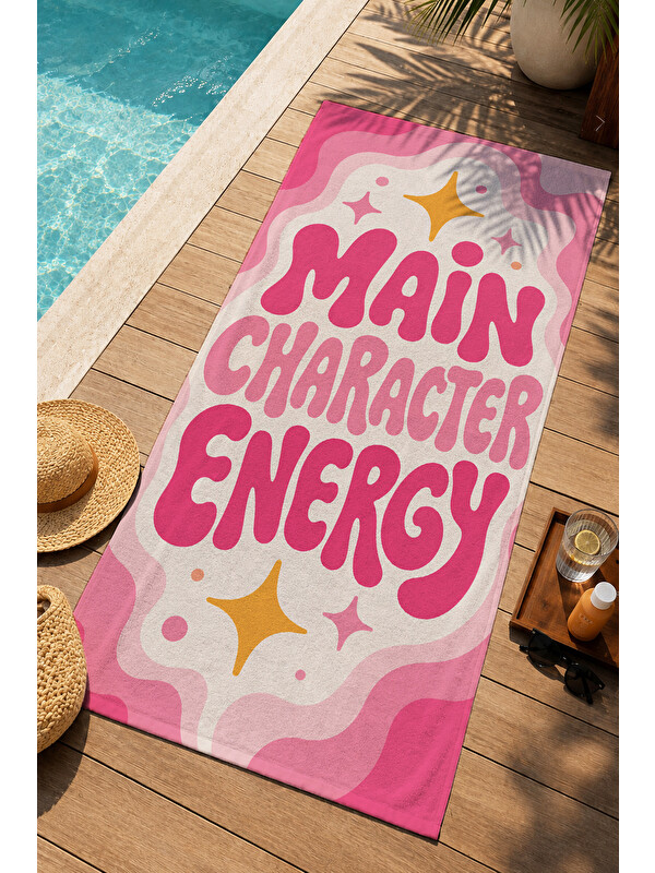Milbay Grup Pop Art Main Character Energy Desenli 70x150 Plaj Havlusu - Dijital Baskılı Solmaz Banyo Havlusu