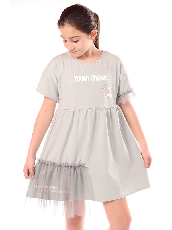 Toontoykids Kız Çocuk Youth Choice Baskılı Tüllü Elbise