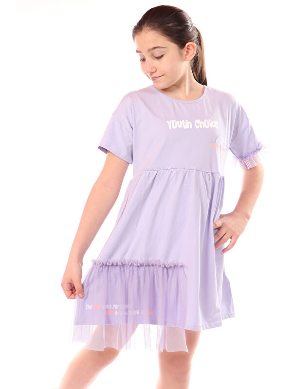 Toontoykids Kız Çocuk Youth Choice Baskılı Tüllü Elbise