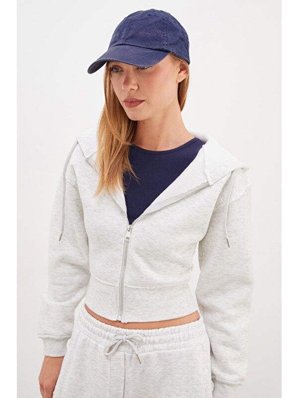 Fullamoda 3 İplik Basic Kapüşonlu Fermuarlı Sweatshirt
