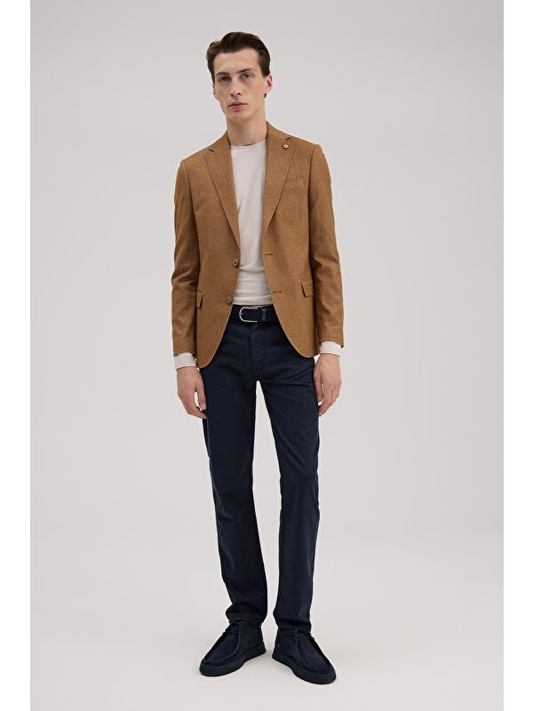 JAKAMEN Taba Slim Fit Sivri Yaka Ceket
