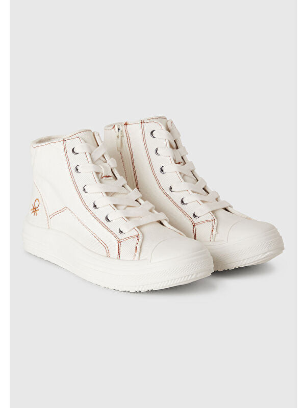 Erkek Çocuk Beyaz Logo Detaylı Sneaker - Görsel 4