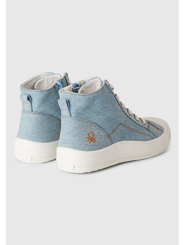 Erkek Çocuk Denim Logo Detaylı Sneaker - Görsel 3