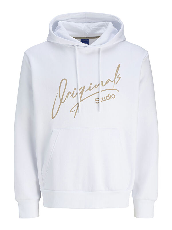 Jack & Jones Originals Jorsignature Pamuklu Relaxed Fit Kapüşonlu Baskılı  Erkek Hoodie 12281990