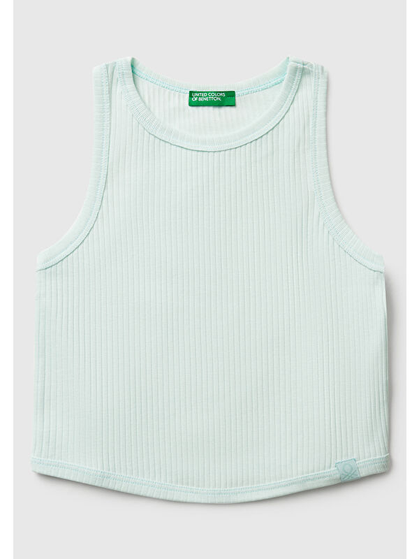 United Colors Of Benetton Kız Çocuk Su Yeşili Fitilli Crop Atlet