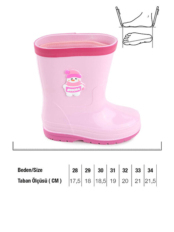 Kız Çocuk Kışlık İçinde Çıkarılabilir Ek Çoraplı Su Geçirmez Yağmur Bot Çizme - Görsel 3