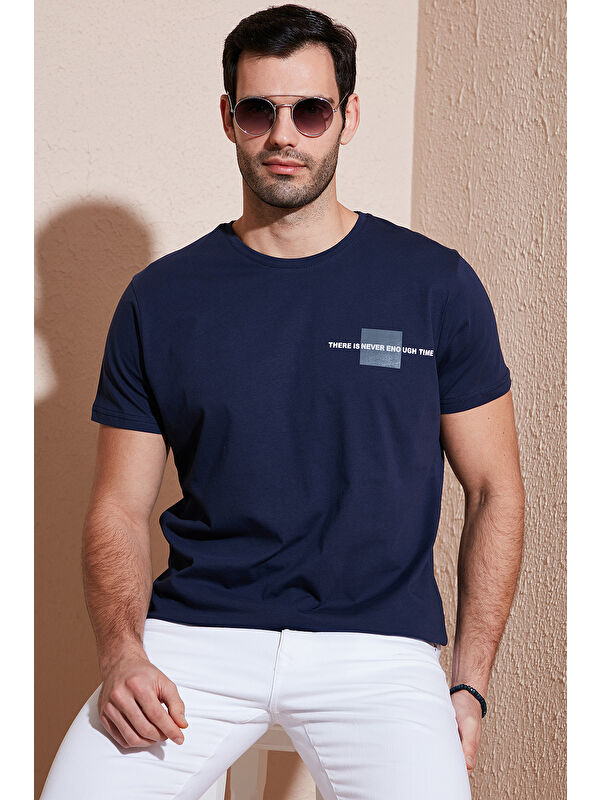 Buratti Bisiklet Yaka %100 Pamuk Slim Fit Erkek Tişört 541THERE