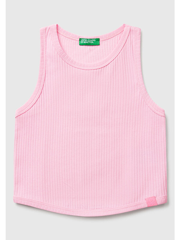 United Colors Of Benetton Kız Çocuk Pembe Fitilli Crop Atlet
