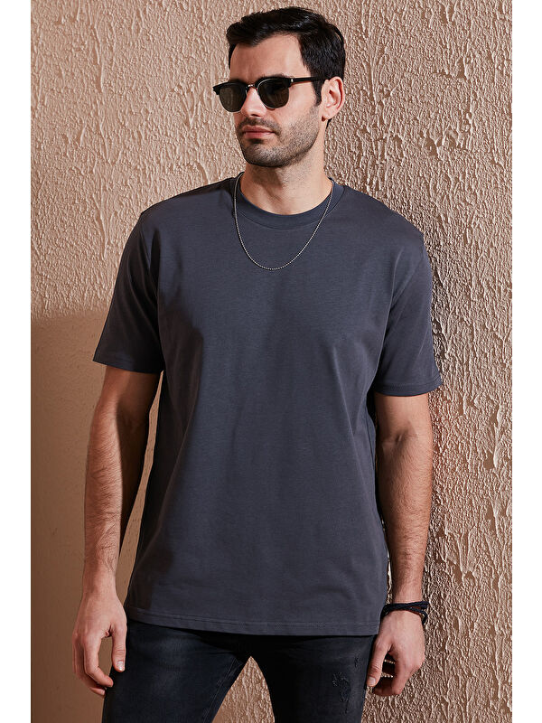 Buratti Pamuklu Relaxed Fit Sıfır Yaka Erkek %100 Pamuk Tişört 5905446