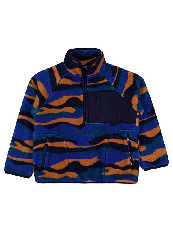 Civil Boys Karışık Dalga Desenli 6-9 Yaş Sweatshirt - Mavi 6-7 Yaş