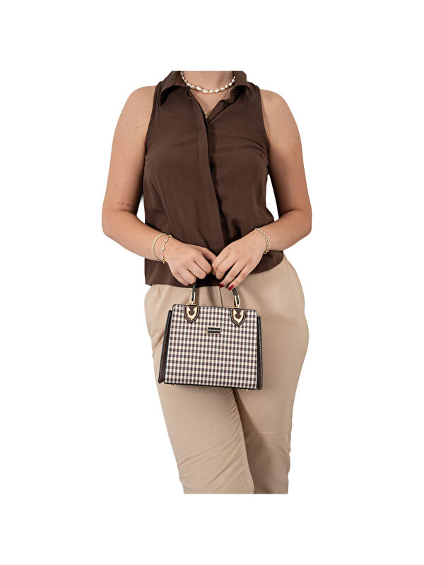 Silver Polo Kadın Omuz Çantası 1133-47431 SILVER POLO BAYAN ÇANTASI M191 KAHVE SARI-MAT KAHVE
