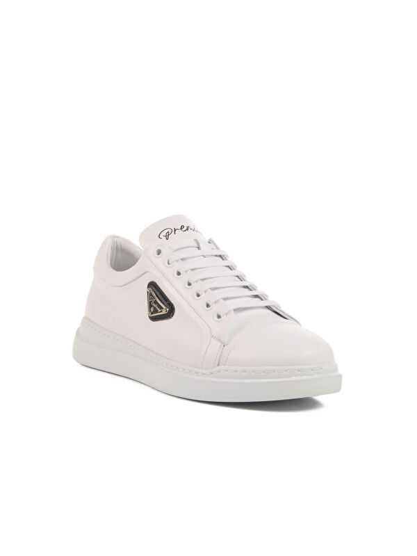 Beyaz Hakiki Deri Erkek Sneaker Premium 2040 M - Görsel 4