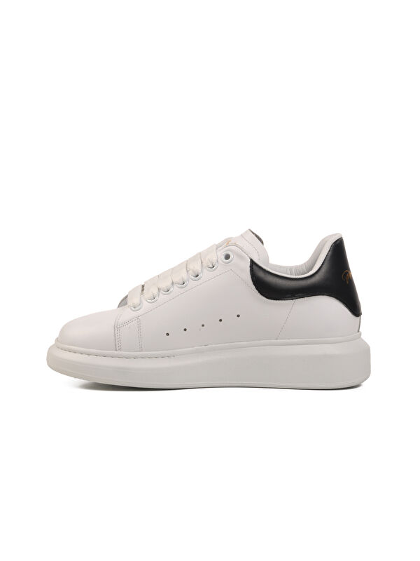 Beyaz Siyah Hakiki Deri Erkek Sneaker Premium 02028 M - Görsel 3