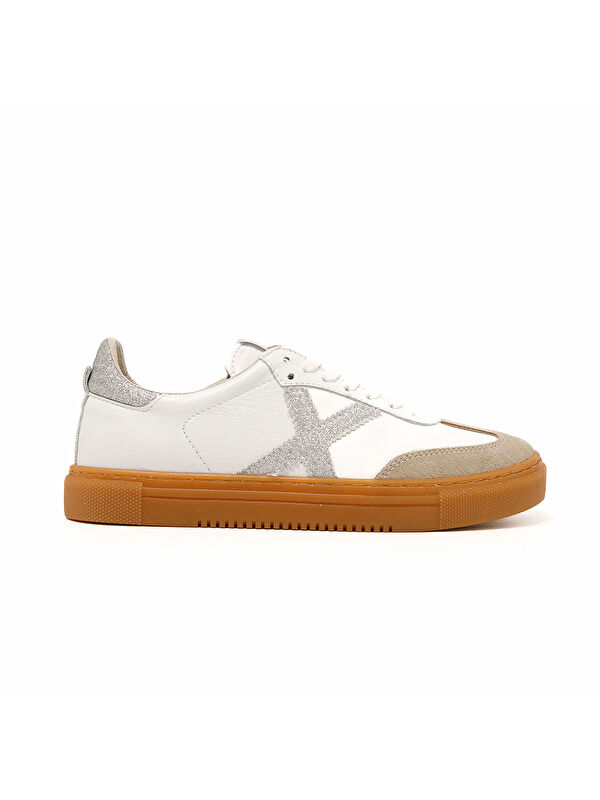 John May Kadın Sneaker ( Günlük) MAR-25Y-192-3030 Bej Süet-Beyaz Cilt-Silver Sim
