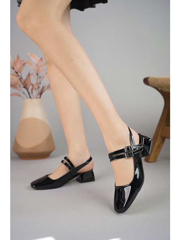 JANE Arkası Açık Kare Burunlu Kadın Günlük Kısa Topuklu Ayakkabı - Görsel 2