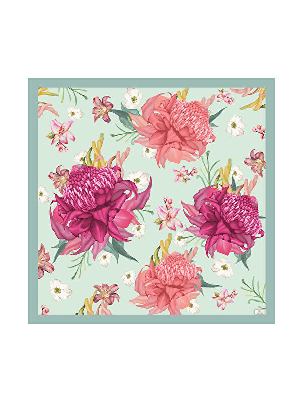 QEF Twill İpek Eşarp Floral Mix